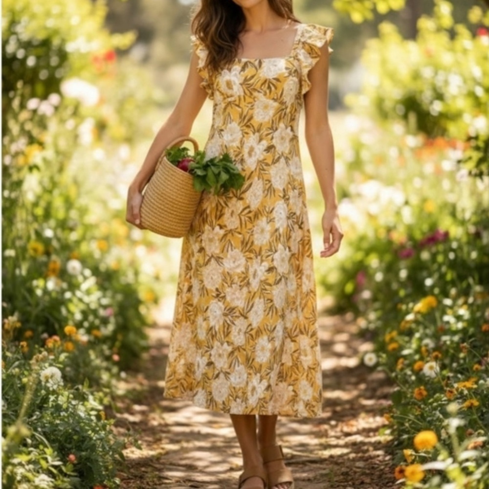 Madewell Floral Dress Angelina Slip Dress Chamomile Tea Yellow Floral Print